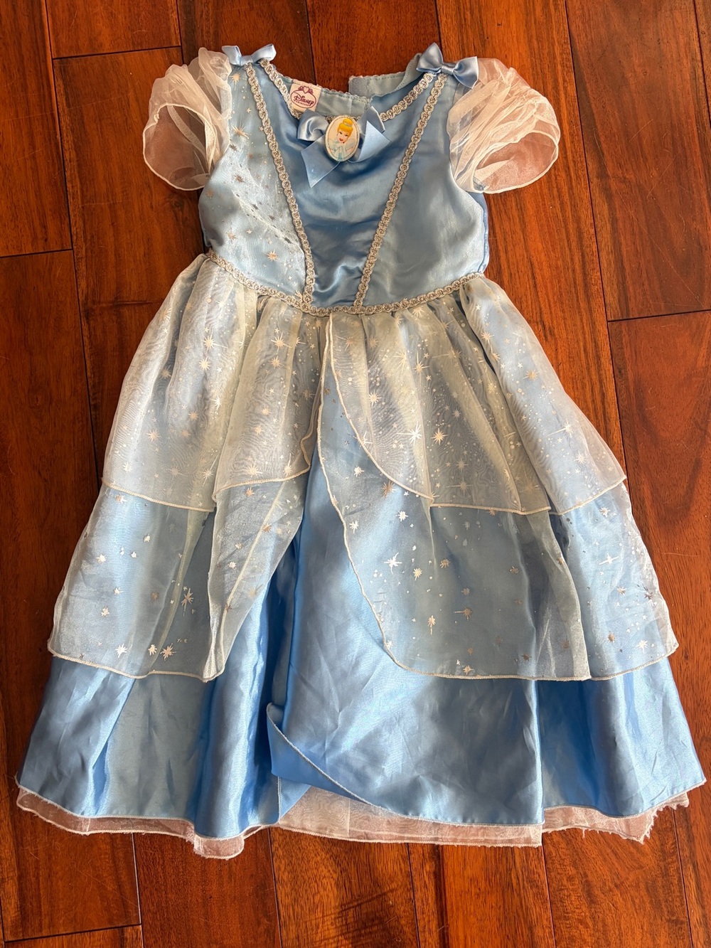 Disney Light Blue Princess Dress with Sheer Sparkle Overlay